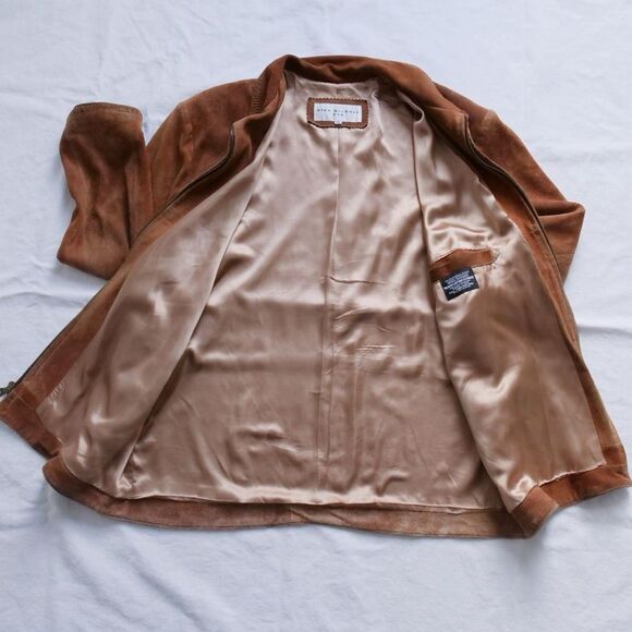 Alan Michael caramel suede leather jacket - Picture 2 of 8
